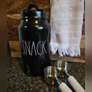 Rae Dunn Artisan Collection Black Snack Canister/cookie Jar